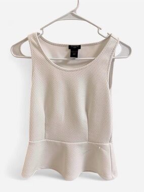 Ann Taylor White Textured Peplum Tank Top Sleeveless Shell Knit